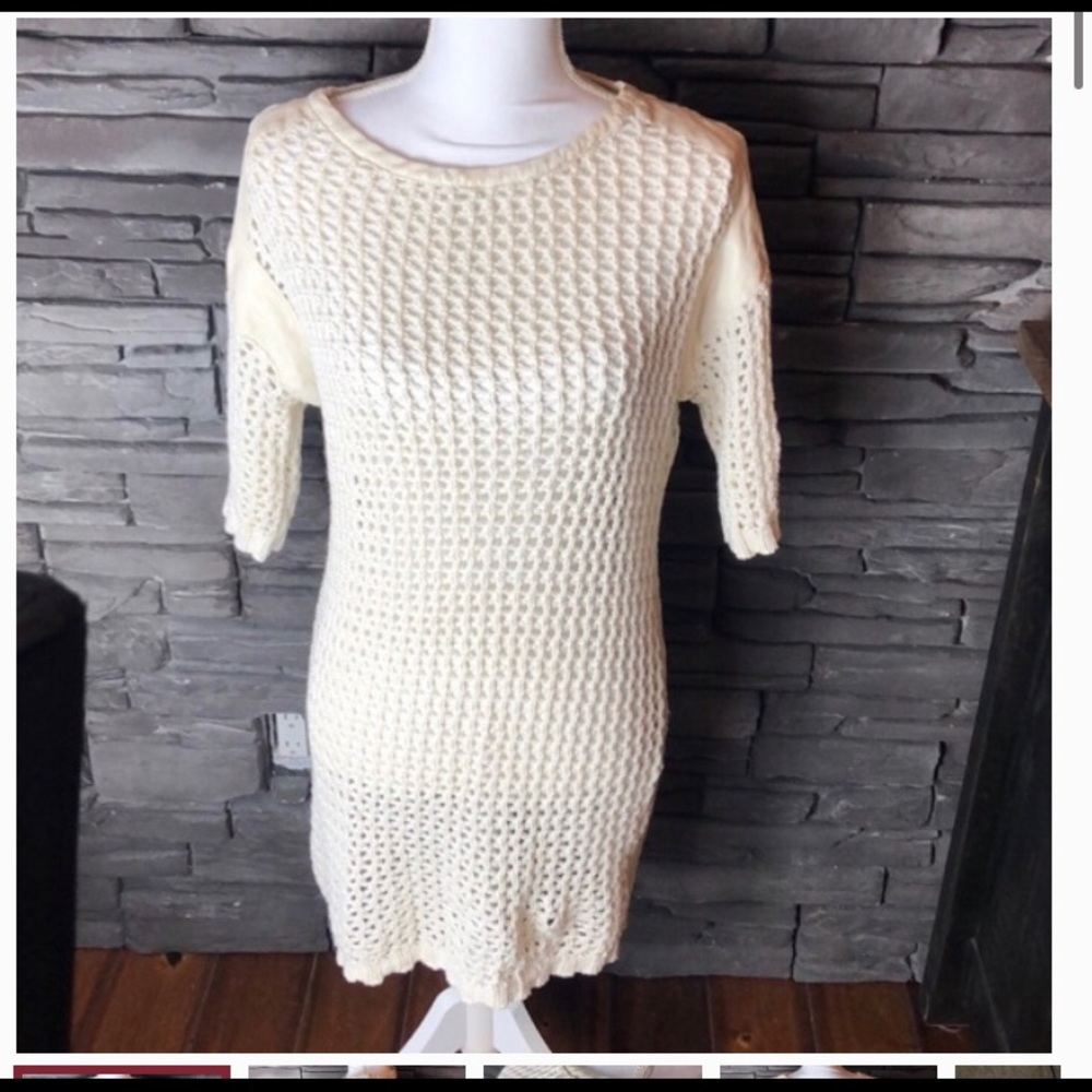 Zara W&B Collection Knit Dress Cream Leather M